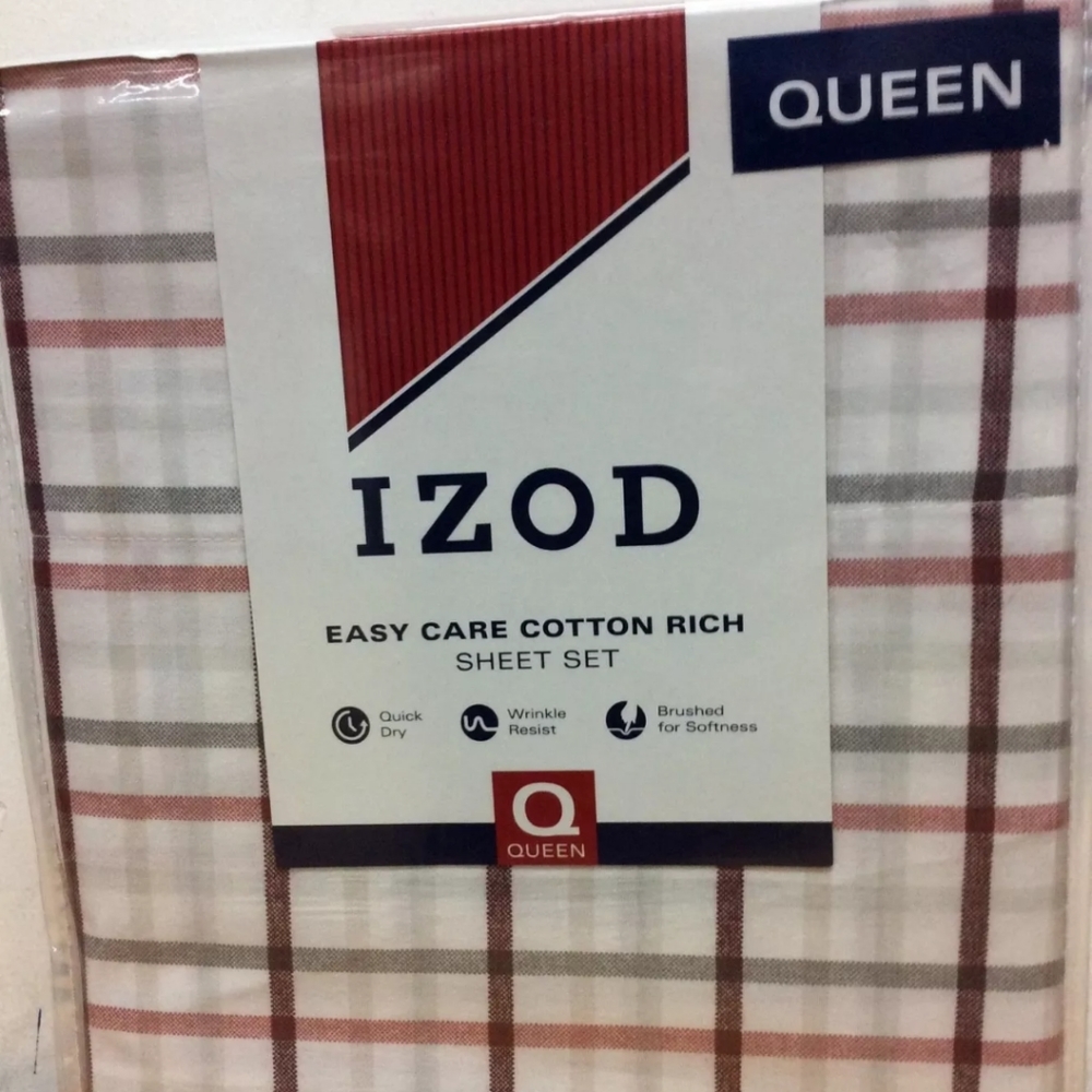 New Izod Queen size sheet set Carter Plaid